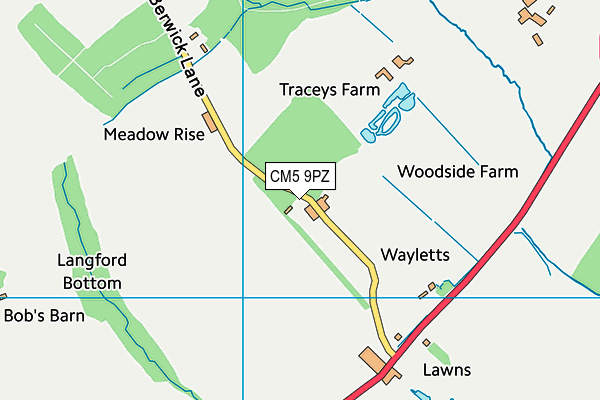 CM5 9PZ map - OS VectorMap District (Ordnance Survey)