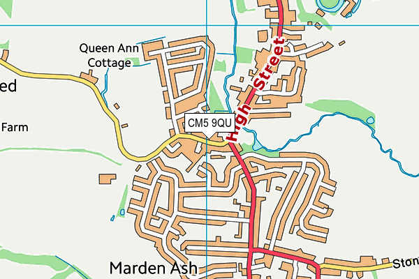 CM5 9QU map - OS VectorMap District (Ordnance Survey)