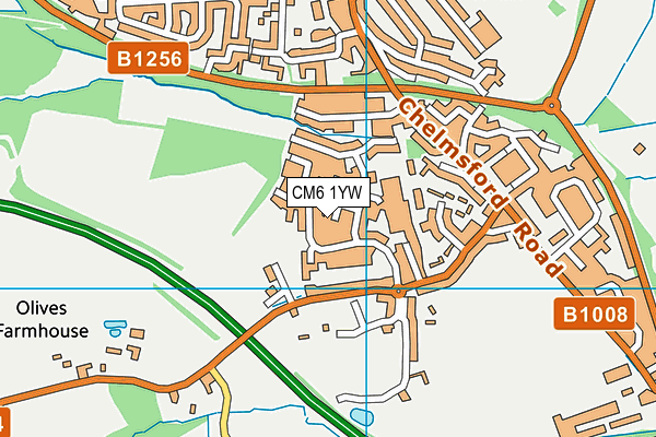 CM6 1YW map - OS VectorMap District (Ordnance Survey)