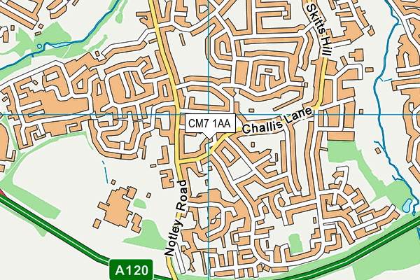 CM7 1AA map - OS VectorMap District (Ordnance Survey)