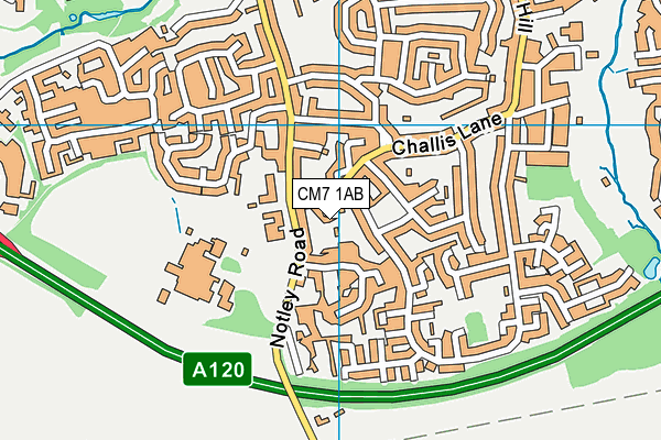 CM7 1AB map - OS VectorMap District (Ordnance Survey)