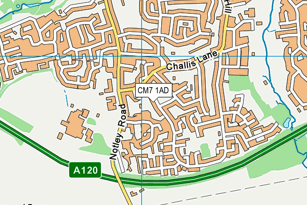 CM7 1AD map - OS VectorMap District (Ordnance Survey)
