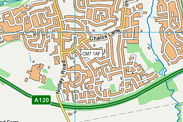 CM7 1AF map - OS VectorMap District (Ordnance Survey)