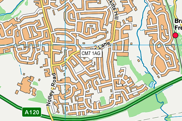 CM7 1AG map - OS VectorMap District (Ordnance Survey)