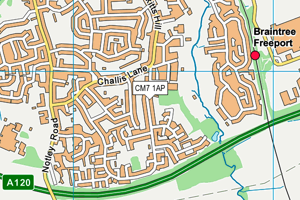 CM7 1AP map - OS VectorMap District (Ordnance Survey)
