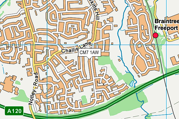 CM7 1AW map - OS VectorMap District (Ordnance Survey)