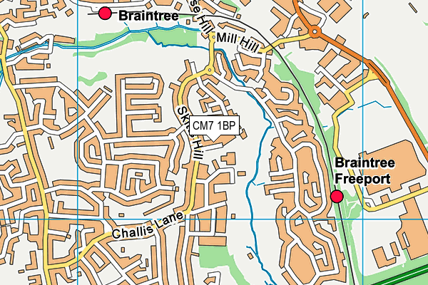 CM7 1BP map - OS VectorMap District (Ordnance Survey)