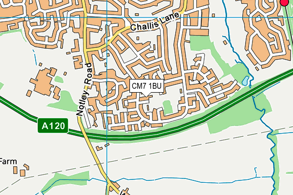 CM7 1BU map - OS VectorMap District (Ordnance Survey)