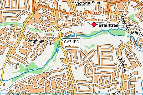 CM7 1DG map - OS VectorMap District (Ordnance Survey)