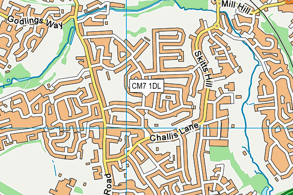CM7 1DL map - OS VectorMap District (Ordnance Survey)