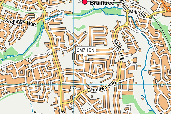 CM7 1DN map - OS VectorMap District (Ordnance Survey)