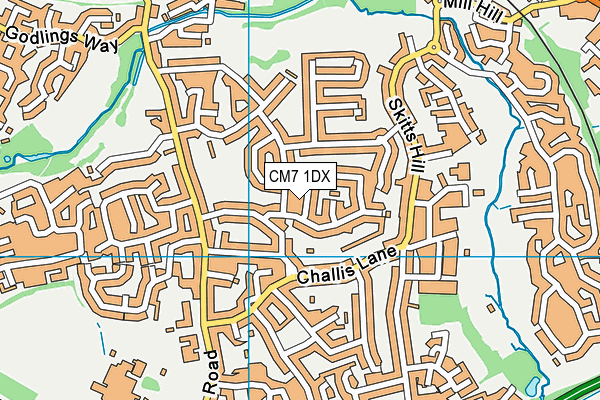 CM7 1DX map - OS VectorMap District (Ordnance Survey)