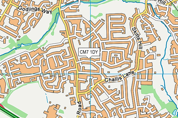 CM7 1DY map - OS VectorMap District (Ordnance Survey)