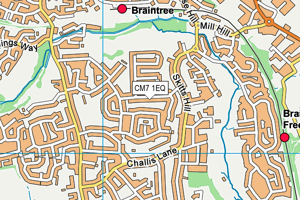 CM7 1EQ map - OS VectorMap District (Ordnance Survey)