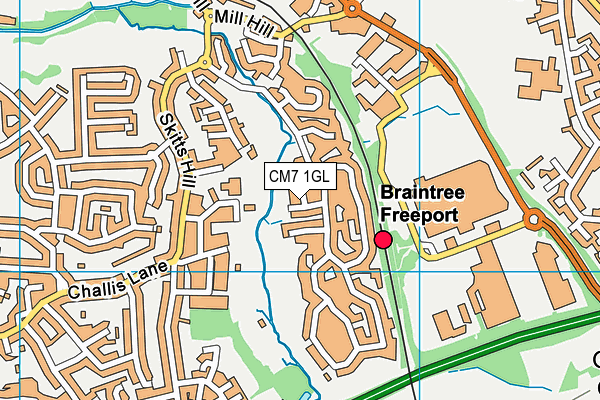 CM7 1GL map - OS VectorMap District (Ordnance Survey)