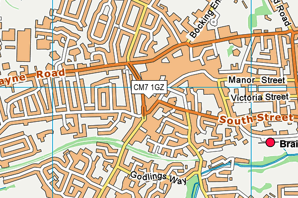CM7 1GZ map - OS VectorMap District (Ordnance Survey)