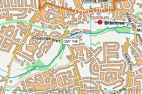 CM7 1HE map - OS VectorMap District (Ordnance Survey)