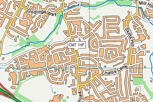 CM7 1HF map - OS VectorMap District (Ordnance Survey)
