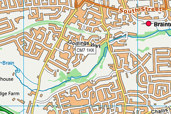 CM7 1HX map - OS VectorMap District (Ordnance Survey)
