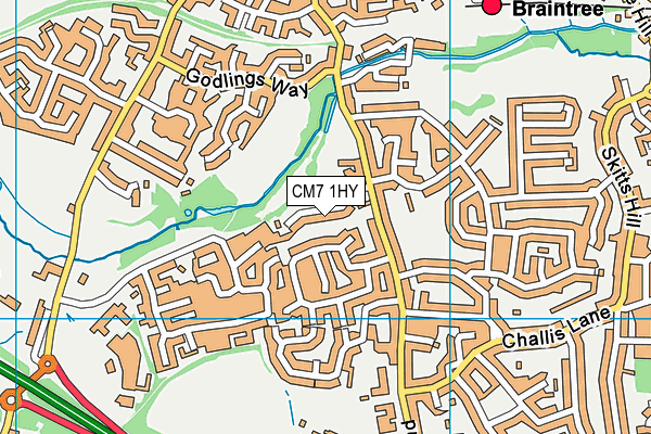 CM7 1HY map - OS VectorMap District (Ordnance Survey)