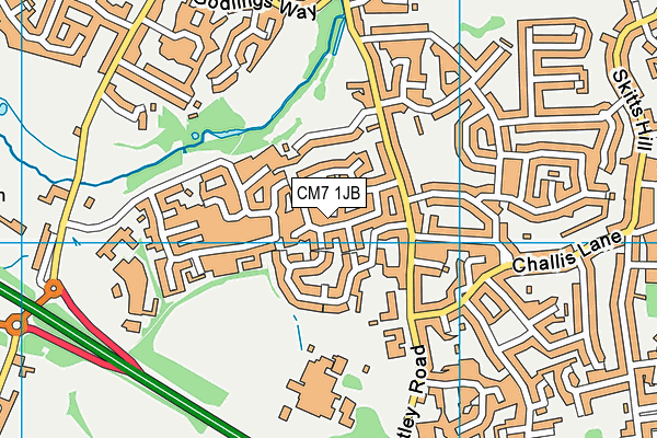 CM7 1JB map - OS VectorMap District (Ordnance Survey)