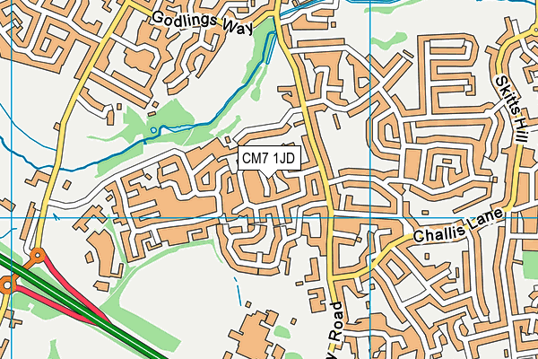CM7 1JD map - OS VectorMap District (Ordnance Survey)