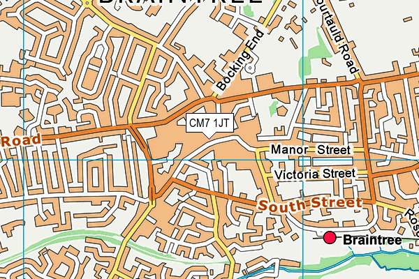 CM7 1JT map - OS VectorMap District (Ordnance Survey)