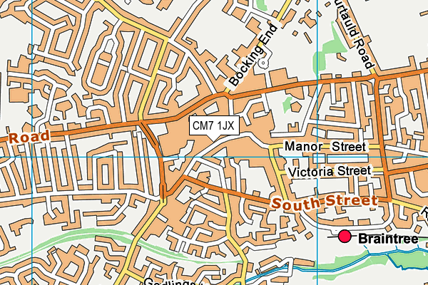 CM7 1JX map - OS VectorMap District (Ordnance Survey)