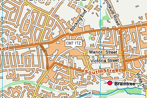 CM7 1TZ map - OS VectorMap District (Ordnance Survey)