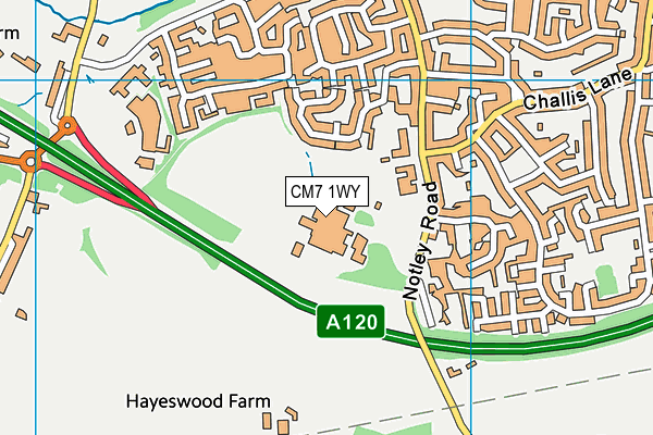 Notley High School and Braintree Sixth Form map (CM7 1WY) - OS VectorMap District (Ordnance Survey)