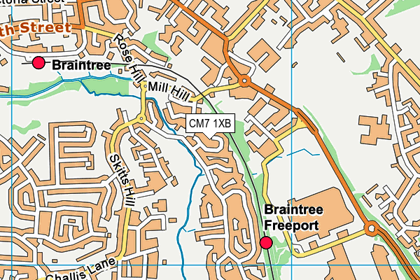 CM7 1XB map - OS VectorMap District (Ordnance Survey)