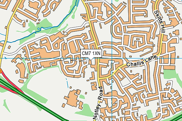 CM7 1XN map - OS VectorMap District (Ordnance Survey)