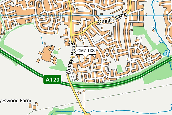 CM7 1XS map - OS VectorMap District (Ordnance Survey)