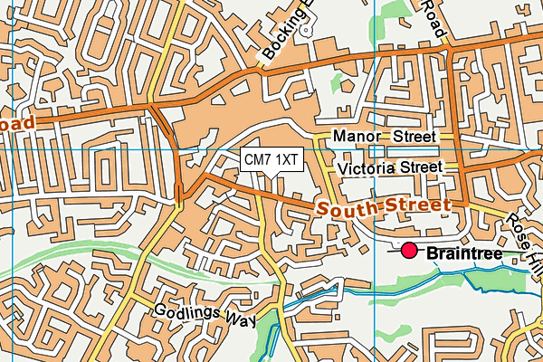 CM7 1XT map - OS VectorMap District (Ordnance Survey)