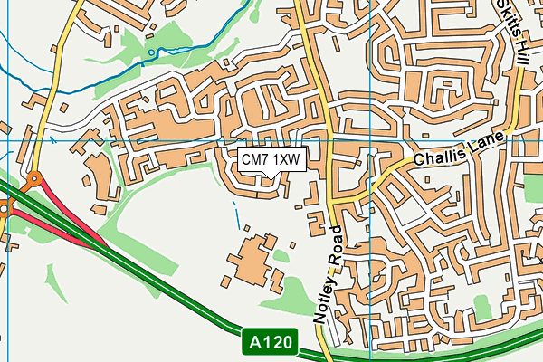 CM7 1XW map - OS VectorMap District (Ordnance Survey)