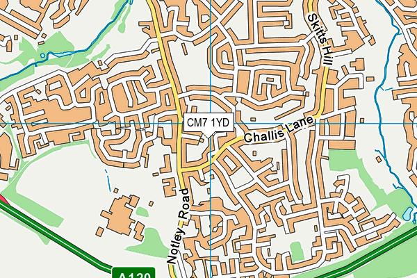 CM7 1YD map - OS VectorMap District (Ordnance Survey)