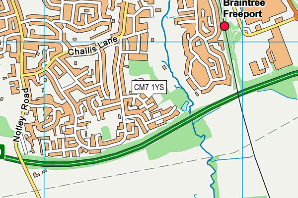 CM7 1YS map - OS VectorMap District (Ordnance Survey)