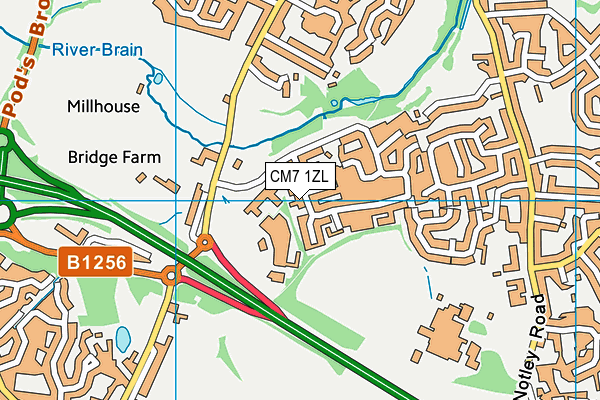 CM7 1ZL map - OS VectorMap District (Ordnance Survey)