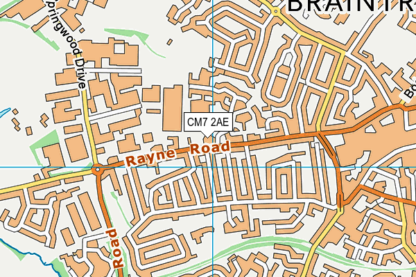 CM7 2AE map - OS VectorMap District (Ordnance Survey)