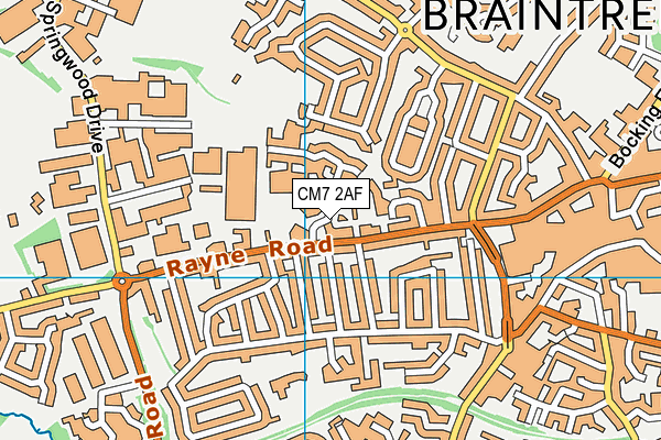 CM7 2AF map - OS VectorMap District (Ordnance Survey)