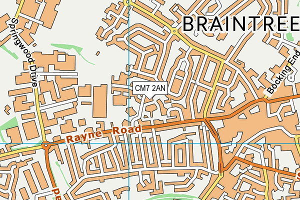 CM7 2AN map - OS VectorMap District (Ordnance Survey)