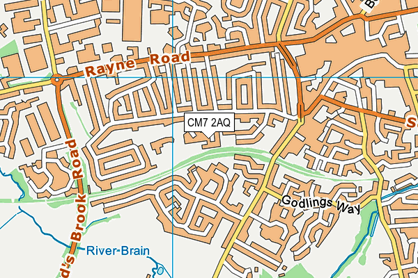 CM7 2AQ map - OS VectorMap District (Ordnance Survey)