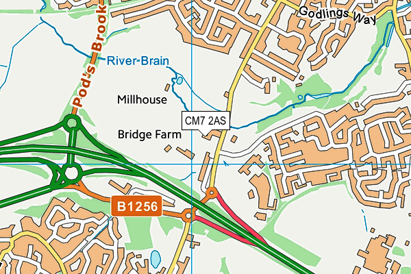 CM7 2AS map - OS VectorMap District (Ordnance Survey)