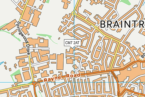 CM7 2AT map - OS VectorMap District (Ordnance Survey)