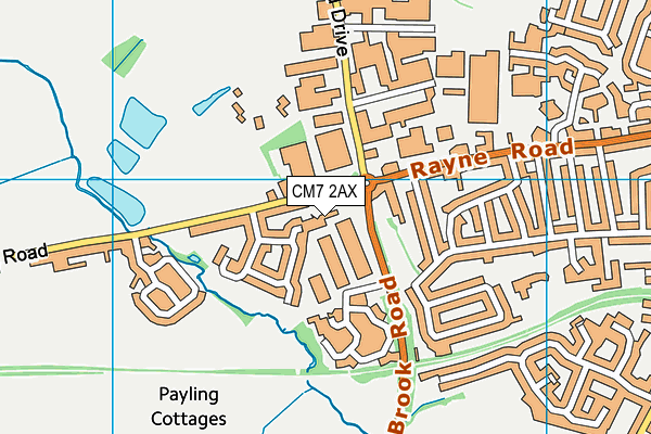 CM7 2AX map - OS VectorMap District (Ordnance Survey)