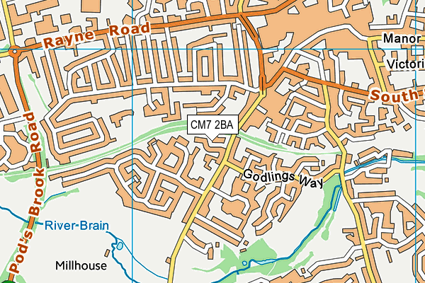 CM7 2BA map - OS VectorMap District (Ordnance Survey)