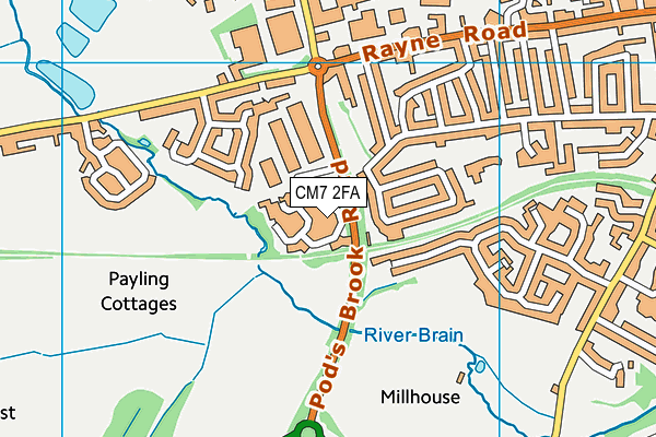 CM7 2FA map - OS VectorMap District (Ordnance Survey)