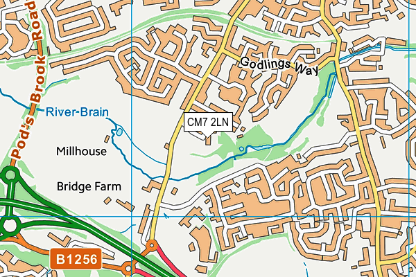 CM7 2LN map - OS VectorMap District (Ordnance Survey)