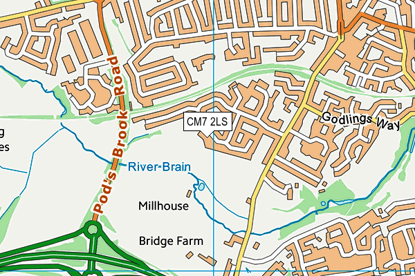 CM7 2LS map - OS VectorMap District (Ordnance Survey)