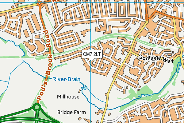 CM7 2LT map - OS VectorMap District (Ordnance Survey)